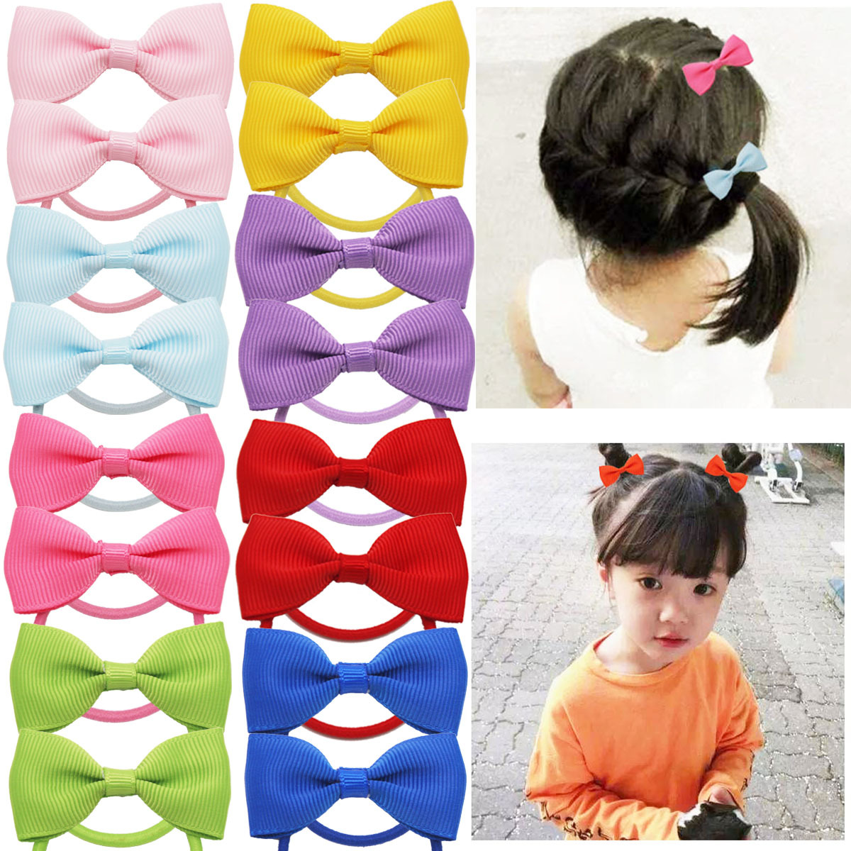 Accesorios para el cabello para niños, 10 Uds., lazo, banda de goma, anillo para el pelo, Color caramelo, tocado para bebé, accesorios para el cabello