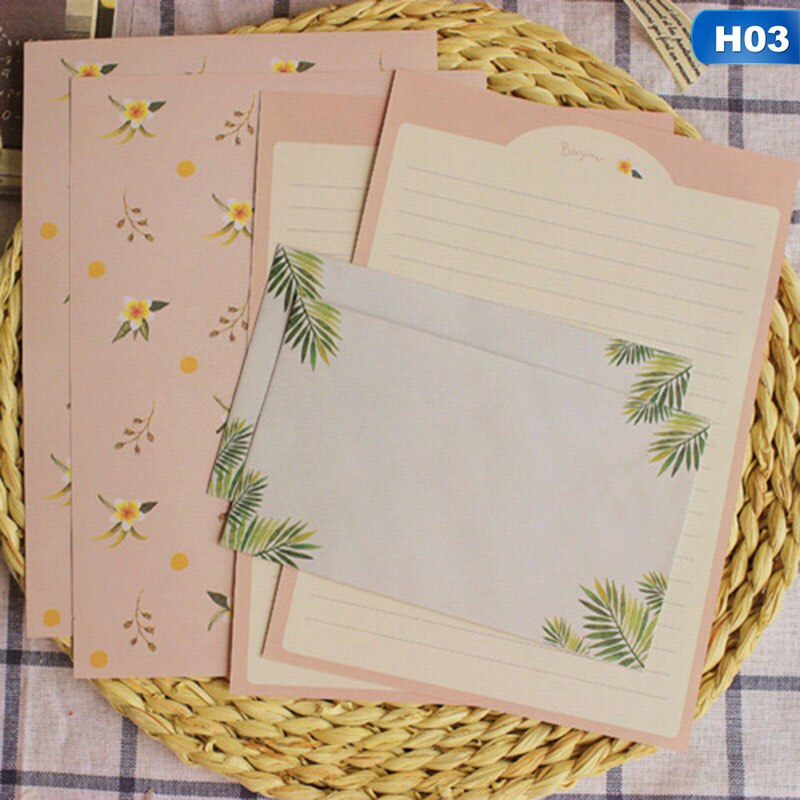 Papeterie coréenne enfants enveloppe finement fleur Animal lettre Pad ensemble papier lettre + enveloppes ensembles papier à écrire