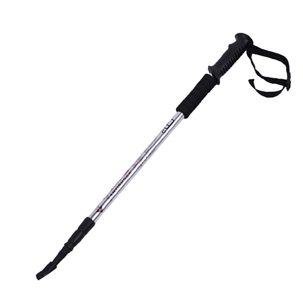 3 Section Outdoor Trekking Pole Telescopic Adjustable Portable Old Man Pole Travel Cane Crutches Hiking Walking Stick: Silver