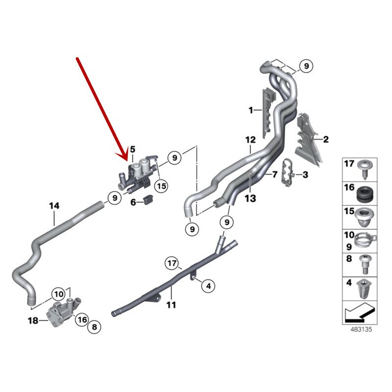 64219310349 Cooling Water Slangen Water Valve Voor Bmw F07 F10 F11 F02 F03 F04