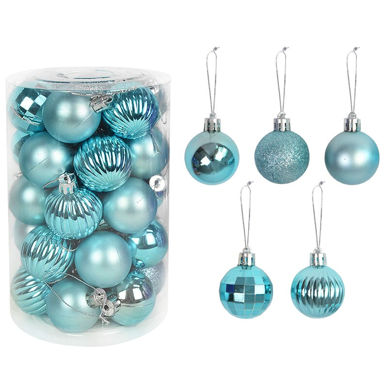 Boules de noël pour décoration de maison, 34 pièces mélangées, pendentifs en plastique, or et argent, fournitures de noël: D13
