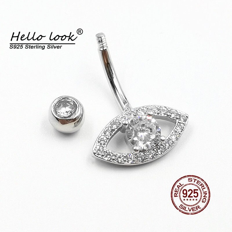 Hellolook 925 Sterling Zilveren Navel Piercing Zirkoon Eye Belly Button Ring Crystal Body Piercing Sieraden Accessoires