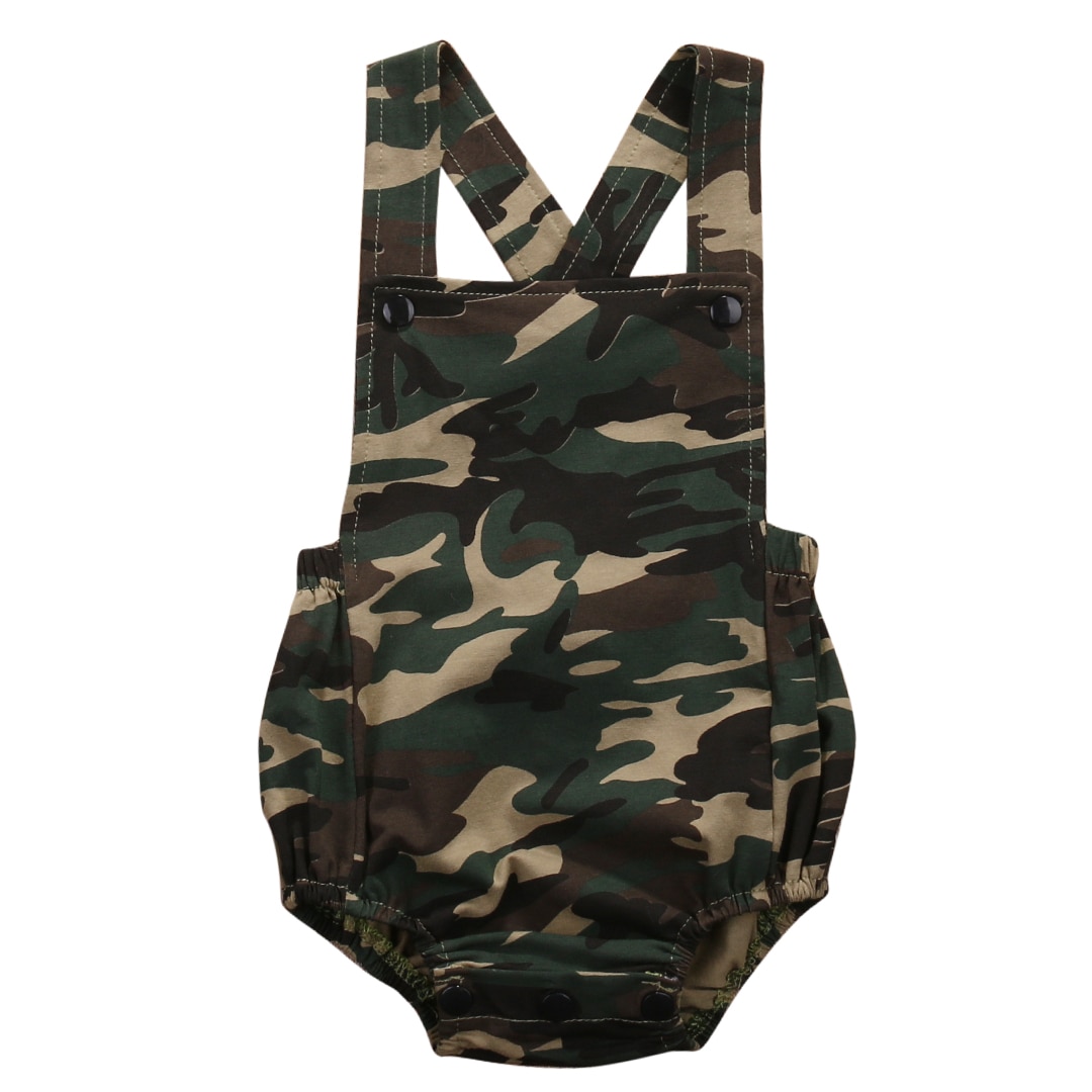 Pudcoco sommer unisex baby pige dreng camo bodysuit ærmeløs jumpsuit rygløst tøj outfits søde camouflage tøj ss
