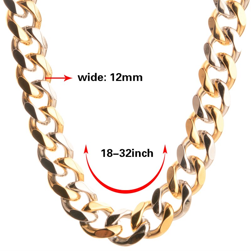 Tiasri 12mm männer Halskette Armband Gothic Schmuck Cuban Link Kette Kragen Choker Schwere Edelstahl Zubehör