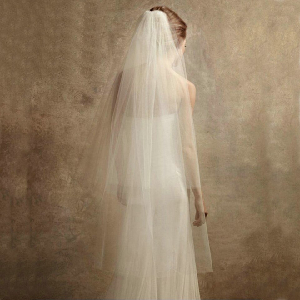 Velo de novia blanco largo , velo de novia barato yashmac tul marfil, accesorios de novia 120 cm, velos de mujer con peine