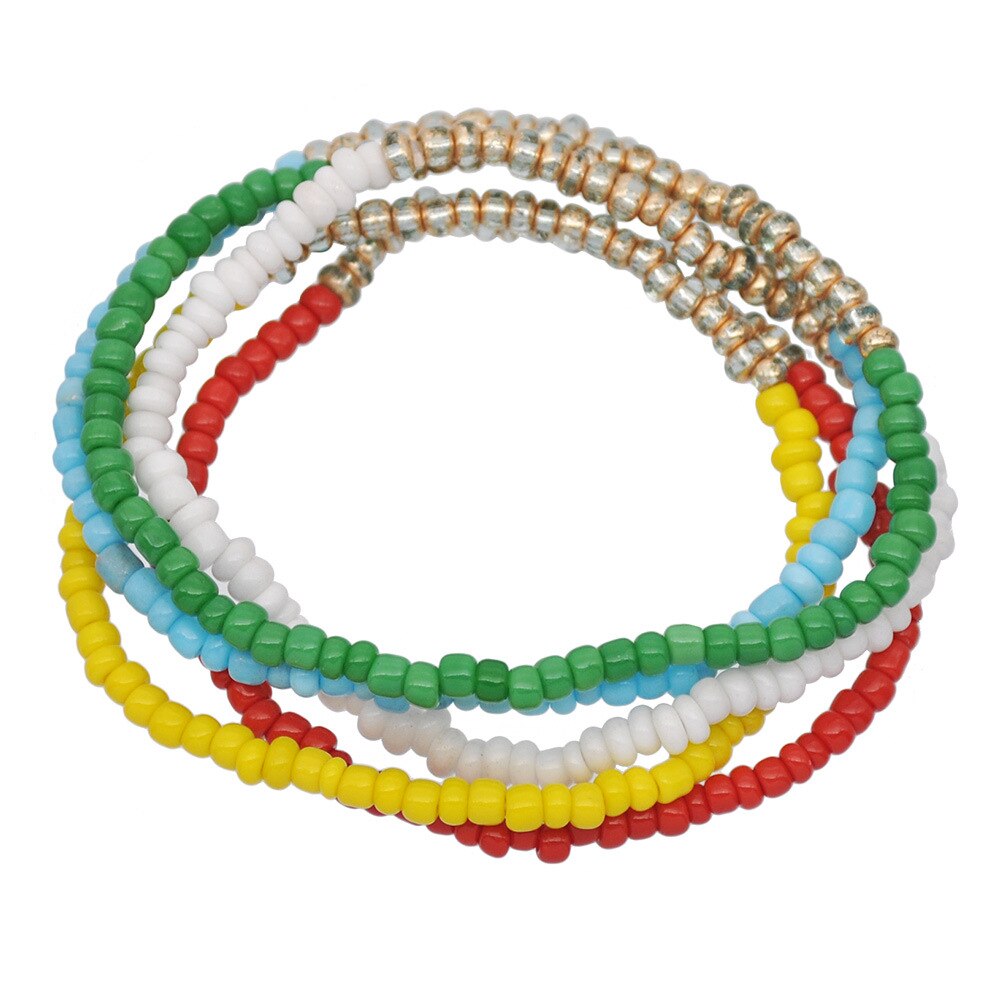 Hangzhi 3 stk / sæt bohemia barokke perler søstjerner farverige flerlags beaded armbånd til kvinder smykker: C