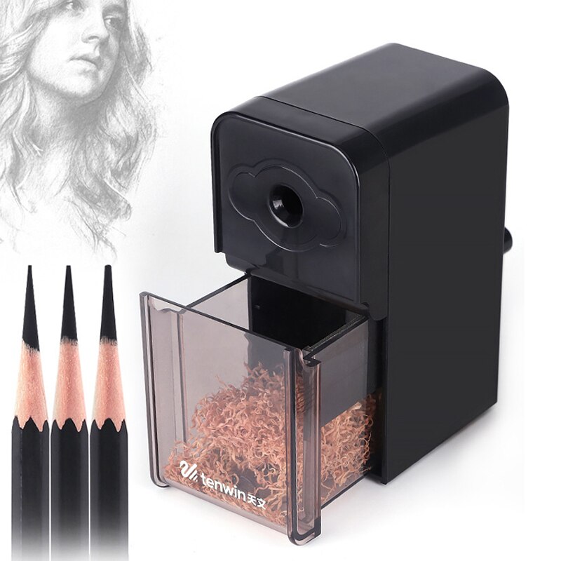 Afilador de lápices de , manivela manual con contenedor, para niños, pintura, artista, papelería, suministros escolares