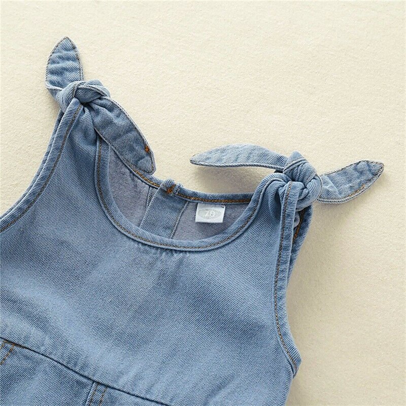 Pasgeboren Baby Baby Meisje Jongen Zomer Kleding Solid Denim Romper Jumpsuit Outfits Mouwloze Zomer Baby Kleding 0-2Y