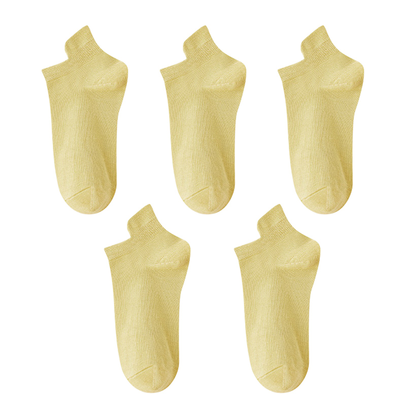 10pieces=5 Pairs Women Socks Casual Breathable Ankle Sock Summer Low Cut Cotton Thin Short Elastic Sox calcetines: Ivory