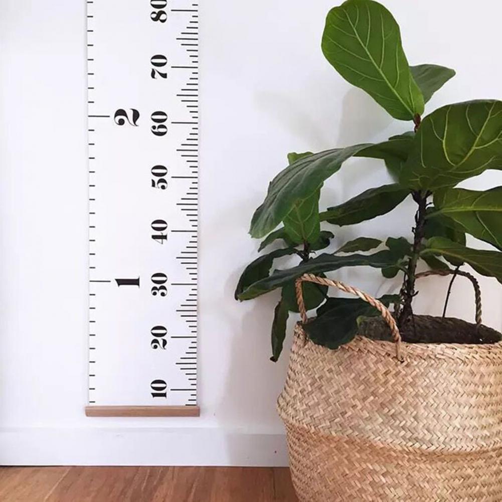 Height Ruler Hanging Growth Chart Waterproof Fabric Kids Baby Height Chart Hanging Rulers for Nursery Wall Wood Frame Home Decor