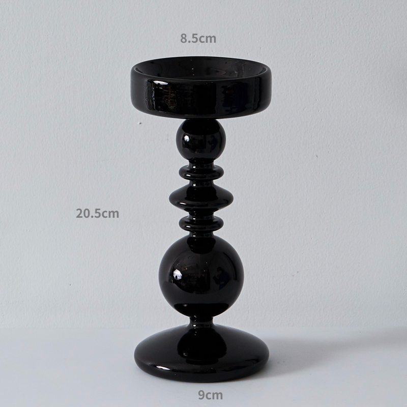 Black Candle Holder Home Decor Candlesticks Living Room Modern Decoration Glass Vase Bookshelf Decor Candle Stick Holder: Yellow