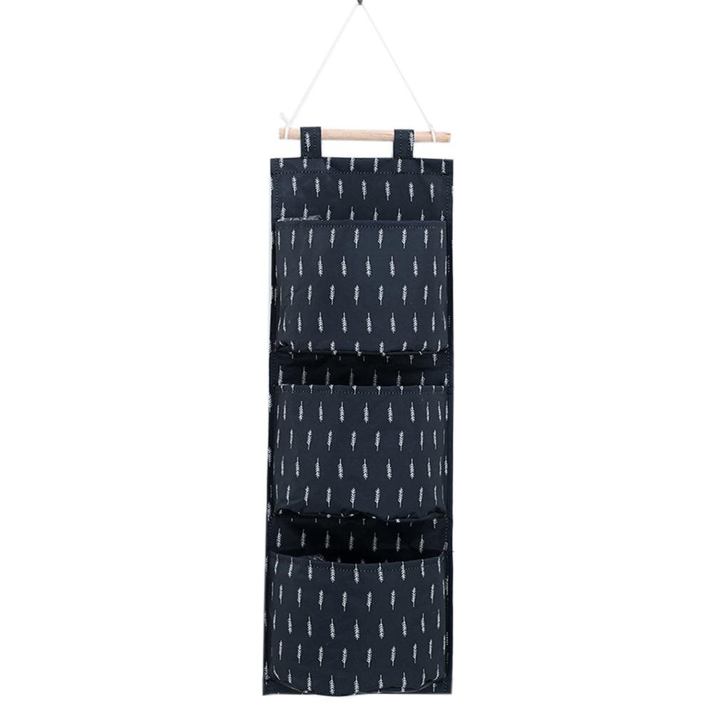 Bolsa de almacenamiento colgante con estampado de lino y algodón, organizador de juguetes y cosméticos, 3 bolsillos, montado en la pared: F