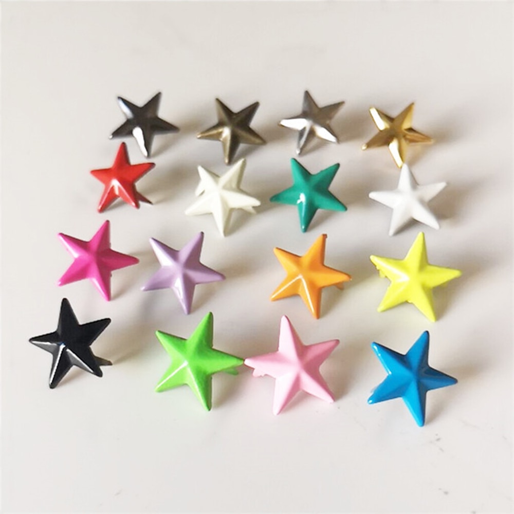 200 Pcs Pentagram Snoep Kleuren Ster Klinknagels Voor Leer Stud Met Klauwen Nailhead Punk Spike Lethercrafts Accessies