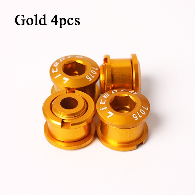 Litepro 4/5Pcs Mtb Kettingblad Bouten Aluminium Single Speed Disc Super Licht Kettingwiel Schroeven Voor Road Mountain fiets Crank: 4PCS-Gold-6.5mm