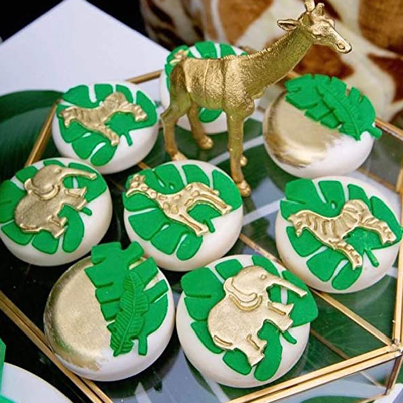 Skovdyr kageudstikker sæt børn fødselsdag 3d silikone jungle dyre kageform kiks stempel fondant form bagning sugarcraft