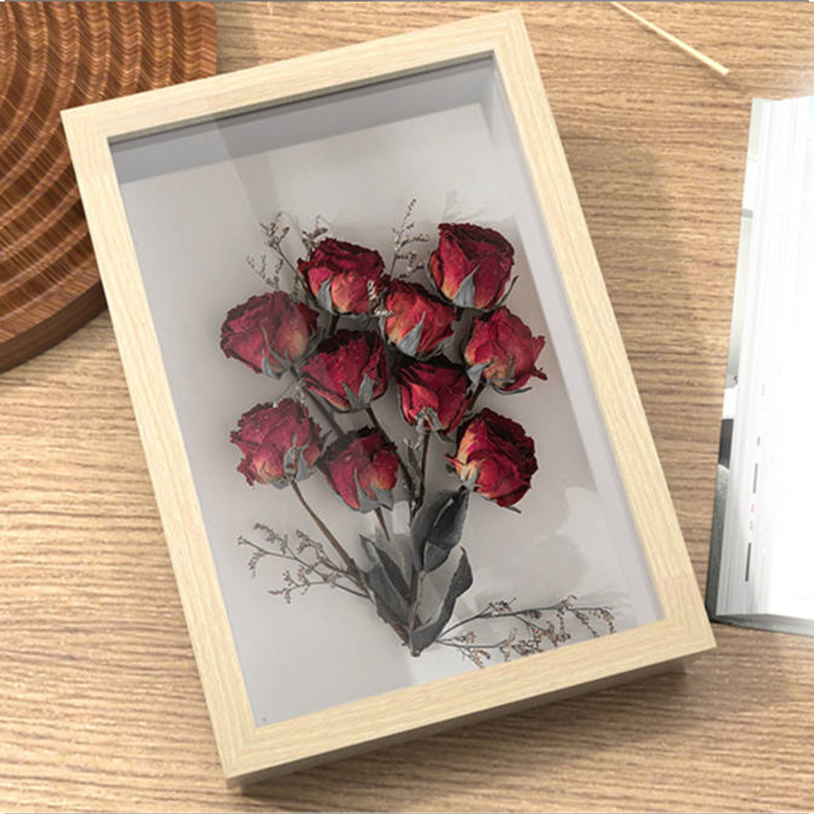 3D Foto rahmen Holz DIY Schatten Kasten Rahmen getrocknete Blume Vitrine für Blumen Eintrittskarten Dekor Bilderrahmen tief füllbare Rahmen