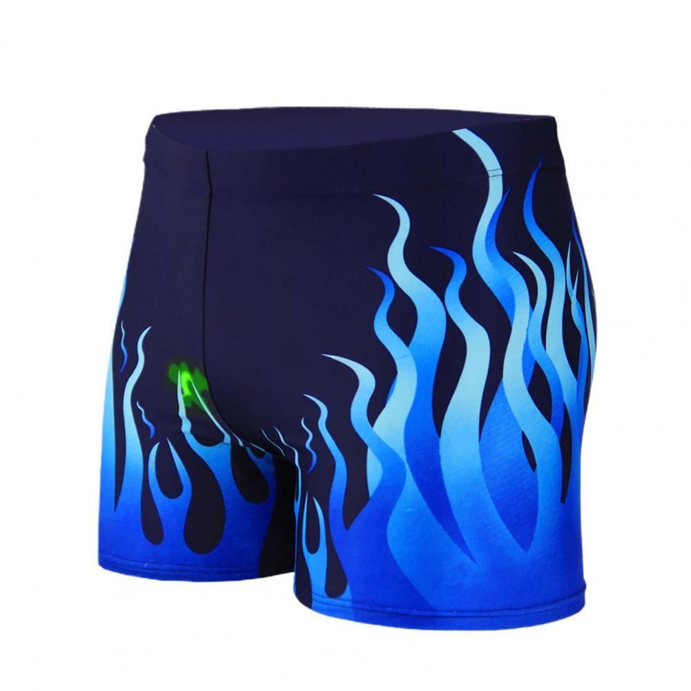 Strandbekleidung, tolle farbechte badehose mit feuermuster, atmungsaktive herren-badehose für den urlaub: Blau