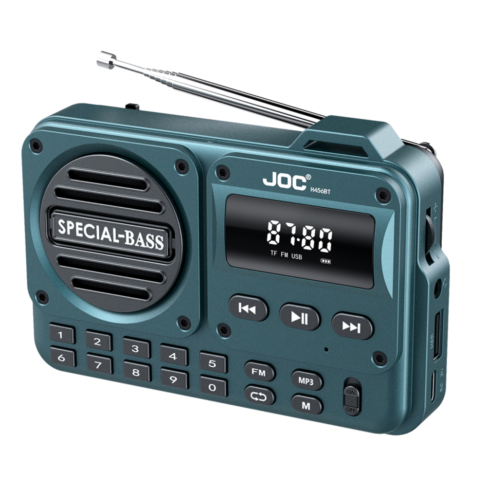 Portable Digital FM Radio Rechargeable BT 5.4 Radio Recorder with LED Display High Sound Speaker FM Frequency 87.5-108: green