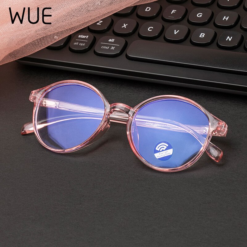 ! Lentes de cristal transparente WUE para mujer, gafas antiazules para hombre, gafas redondas para ordenador, óptico transparente, armazón de gafas