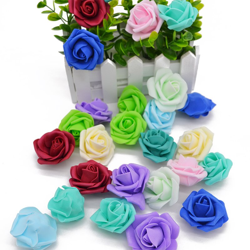 20 st/lot 4cm konstgjorda rosblomma pe skum blomhuvuden rosett scrapbooking blomma gör det själv krans bröllopsfest dekoration
