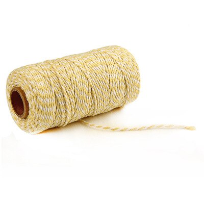 Sznurek bawełniany sznurek piekarski kolorowe sznurki bawełniane sznurek makrama sznurek sznurkowy DIY tekstylia domowe pakowanie prezentów dekoracje ślubne 2mm 100M: żółty i biały