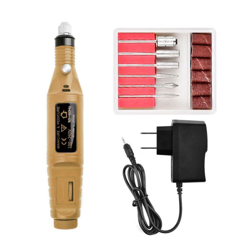 Electric Nail Drill Bits Set Milling Drill Machine for Manicure Nail Art Sanding File Gel Remover Mill Cutter Pedicure Apparatus: Gold US