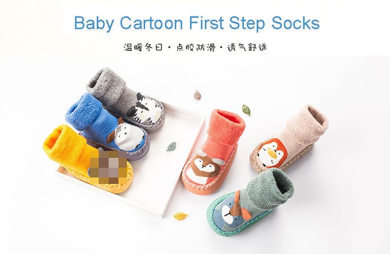Baby Antislip Vloer Sokken Meisje Jongen Peuter Schoenen Katoen Breien Zachte Zolen Babysokjes Leren Lopen Dikke laarzen Sok