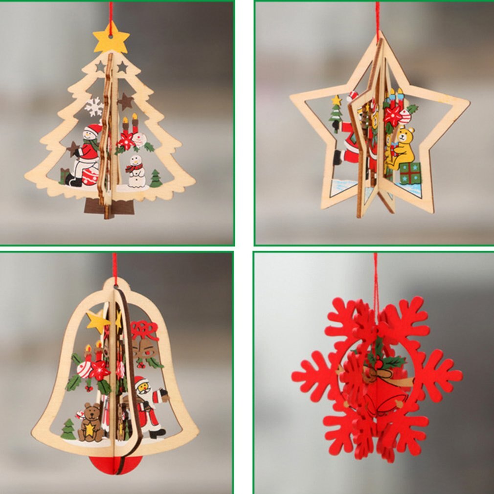 1pc 2d 3d julepynt træ hængende vedhæng stjerne juletræ klokke julepynt til hjemmefest år navidad