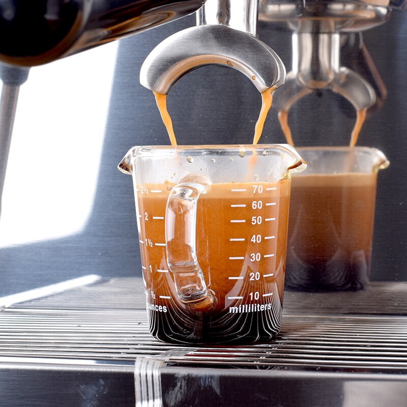 Hittebestendige glazen maatbeker voor espressokoffie, maatbeker met dubbele opening, 70ml kleine melkbekers
