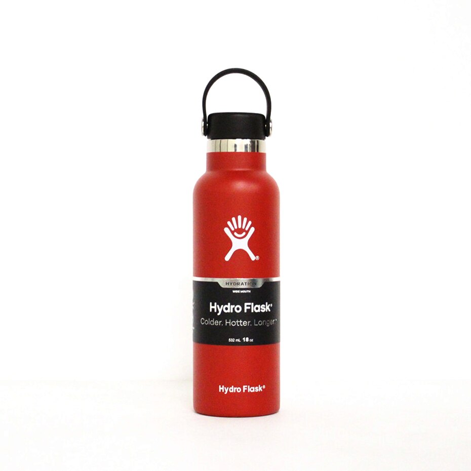 Stainless Steel Water Bottle Hydro Flask water bottle Vacuum Insulated Wide Mouth Travel Portable Thermal 18oz Bottle: Red