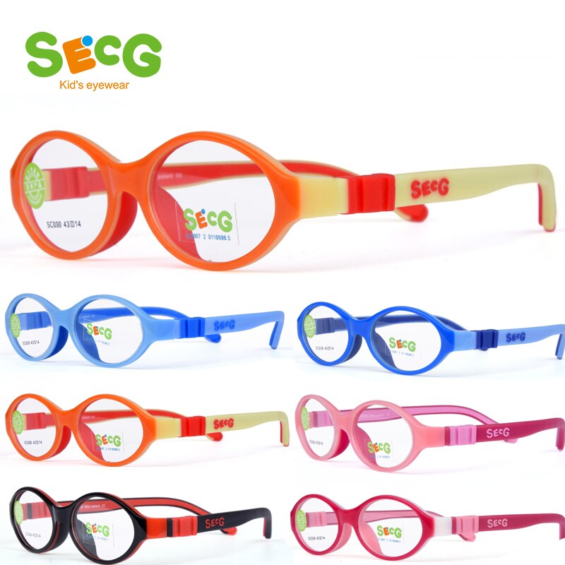 SECG – monture optique Flexible et souple pour enfants, lunettes rondes de myopie pour la vue, en Silicone, sans vis