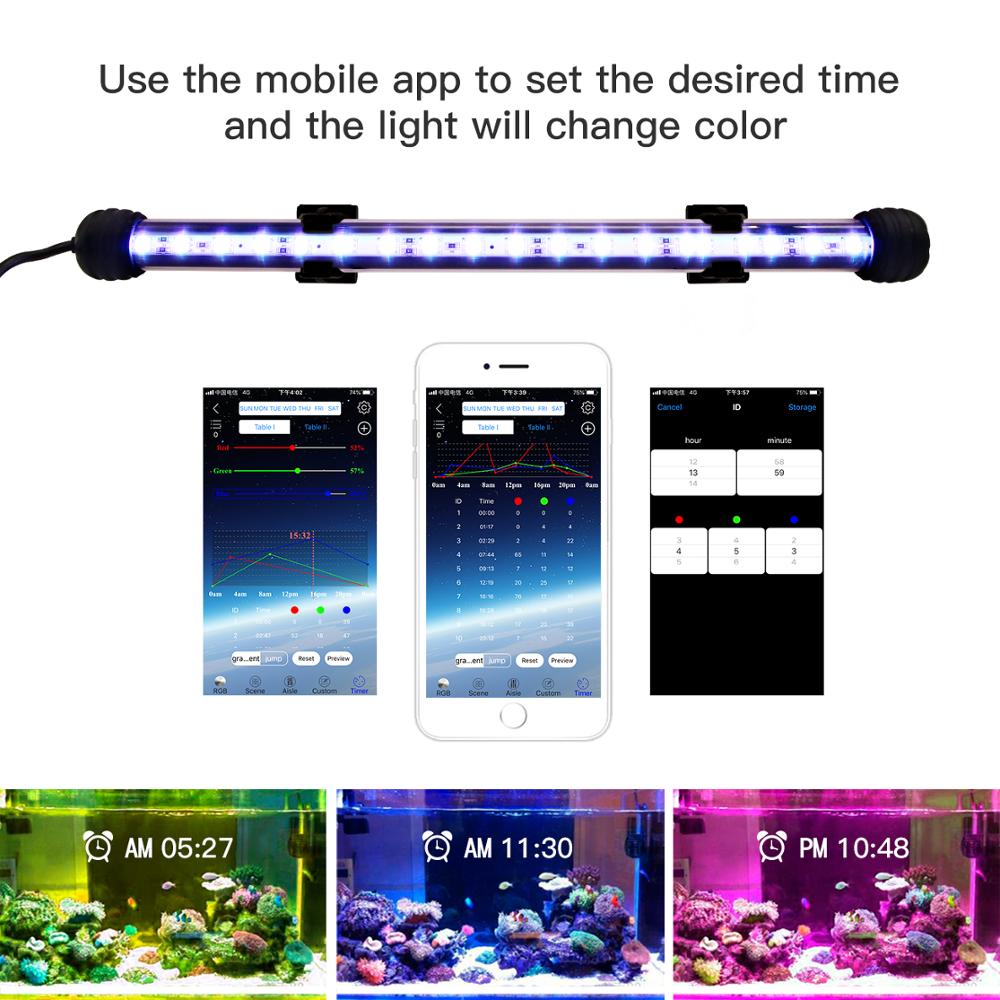 LED Aquarium Lamp For Fish Tank Plant Grow Lights Remote/APP Control Timer Function RGB Lamp For Aquarium LED Lighting 20-60CM