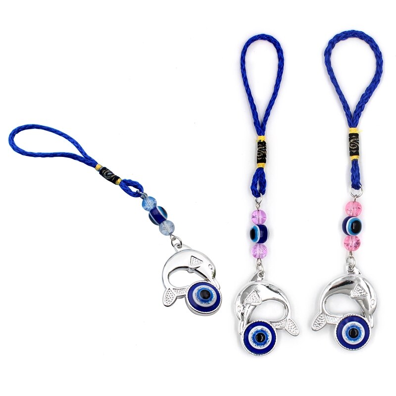 Turks Blauwe Boze Oog Dolfijn Hanger Amuletten Lucky Charm Opknoping Ornament Voor Thuis Slaapkamer Woonkamer Auto Decoratie Housewarm