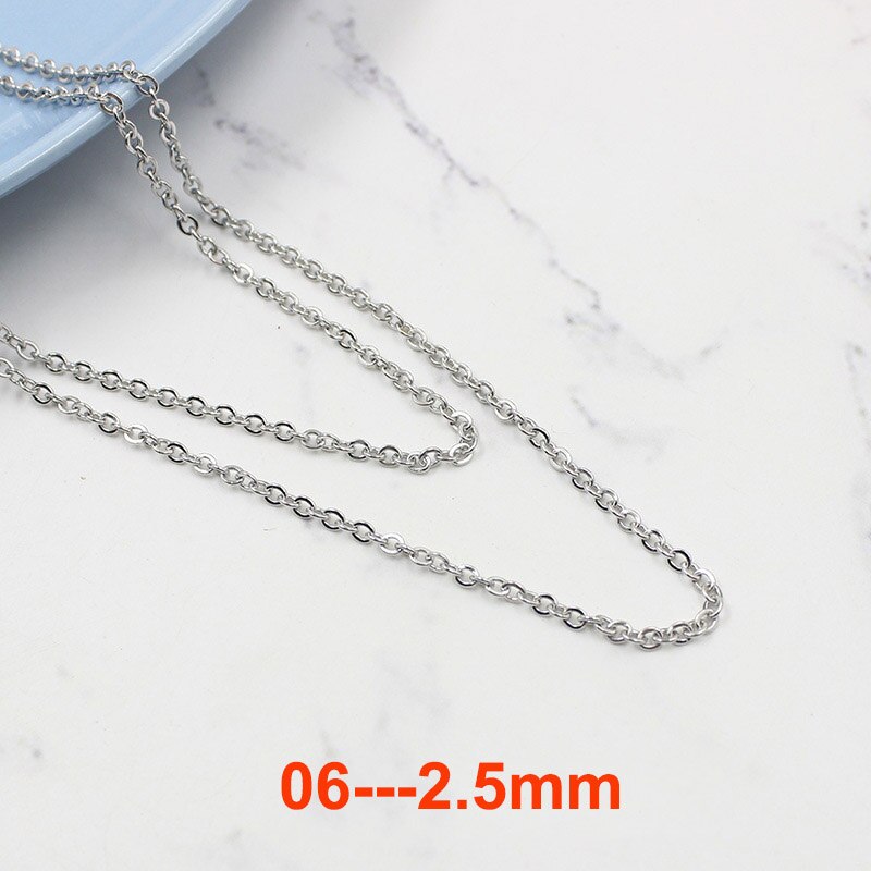 5 Yards 316L Rvs Flat Link Kabel Bulk Chain 1mm 1.5mm 2mm 2.5mm 3mm voor DIY Ketting Sieraden Maken Bevindingen Ambachten: 2.5mm width silver