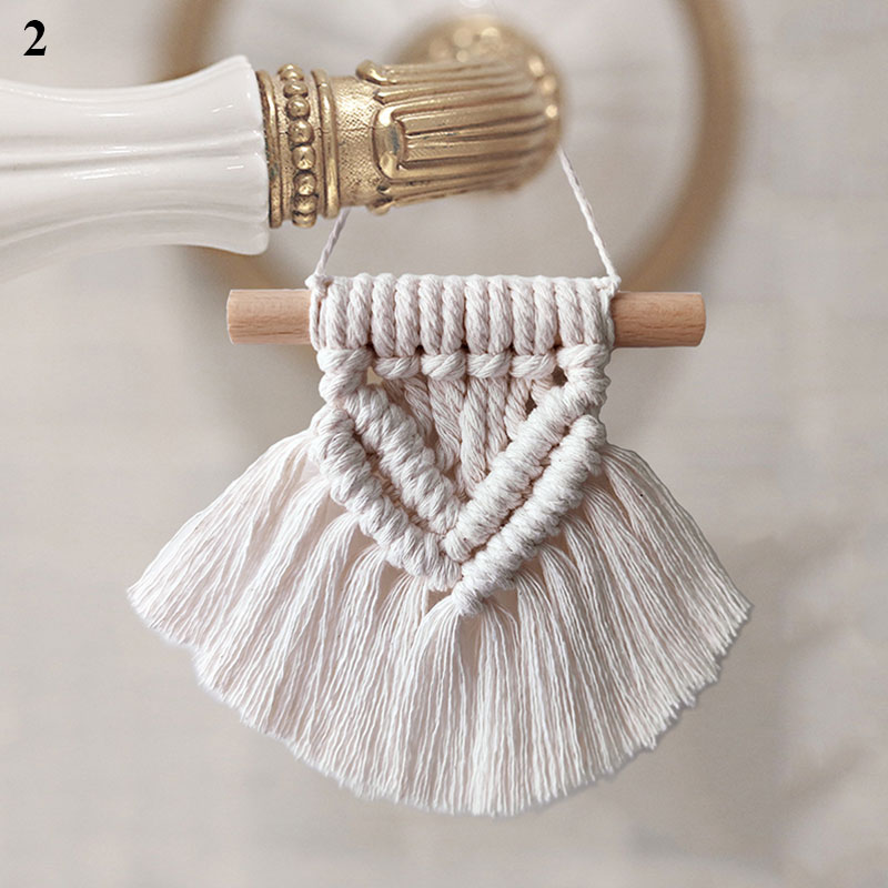 Colgante de pared de macramé para decoración del hogar, colgante tejido a mano para decoración de habitación de niñas, boda, , navidad: 2 11cm