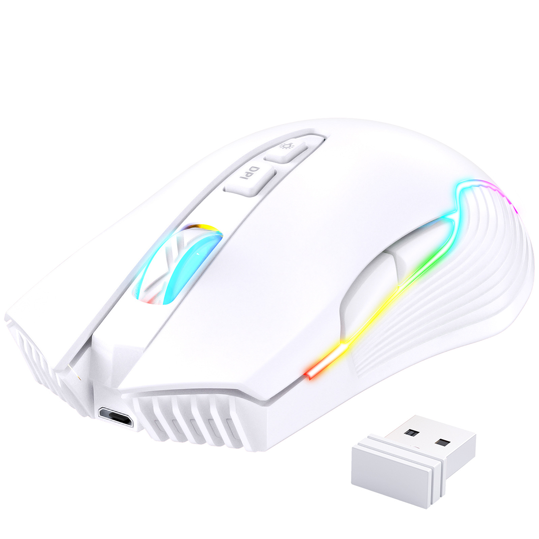 Onikuma usb 2,4g drahtlose Gaming-Maus wiederauf ladbare ergonomische 3000dpi rgb Bluetooth-Maus für Desktop-Computer Laptop-PC-Mäuse: Lila