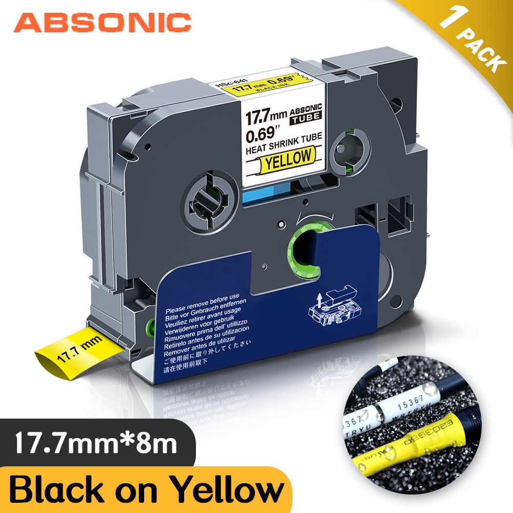 Absonic 17.7Mm * 1.5M Compatibel Voor Brother Hse-641 Hse 641 Krimpkous Buizen Label Tape Voor Brother P touch Label Maker Hse641