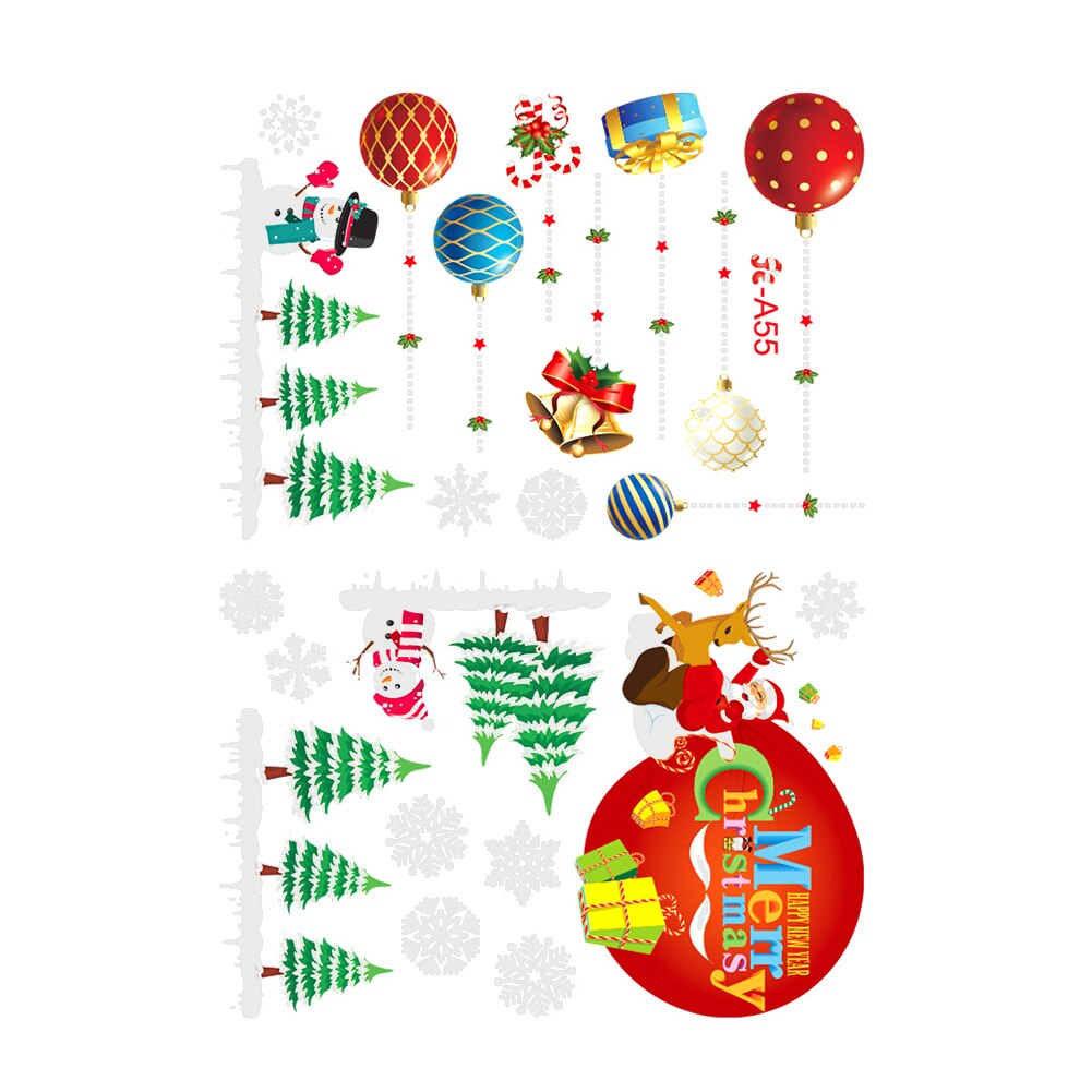 Christmas Window Decal Santa Claus Snowflake Stickers Winter Wall Stickers for Kids Rooms Year Christmas Window Decorations: F