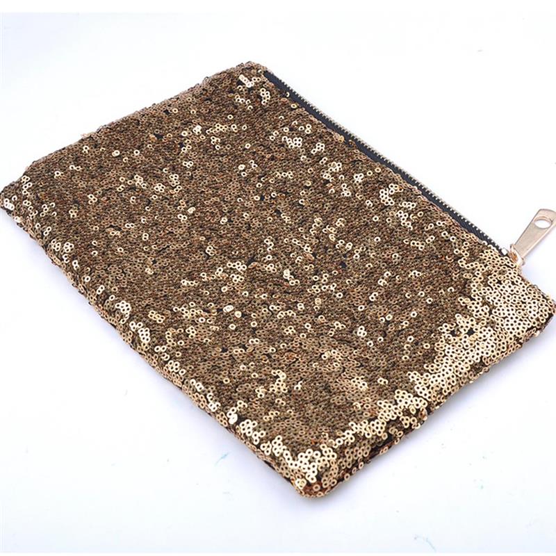 Bling Pailletten Vrouwen Cosmetische Make-up Tas Vrouwelijke Glitter Avond Clutch Bags Voor Party Envelop Make Hand Tassen Pouch: Goud