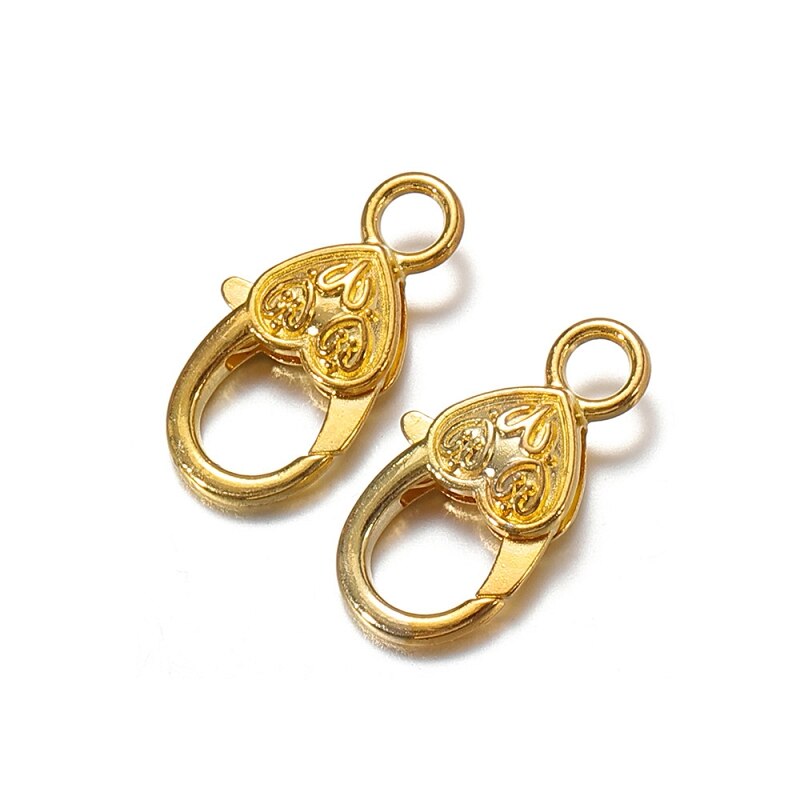 10pcs 26x15MM heart shaped Lobster Clasp Hooks retro Keychain Clasps Bracelet buckle diy jewelry Making Key ring Components: A