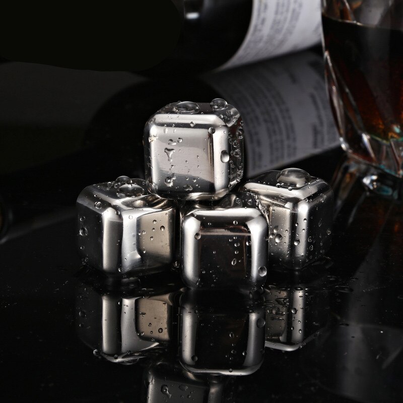 8 unids/lote whisky cerveza de vino piedras de acero inoxidable mejor esteatita para whisky Rock cubo de hielo Alcohol comestible física piedra de enfriamiento