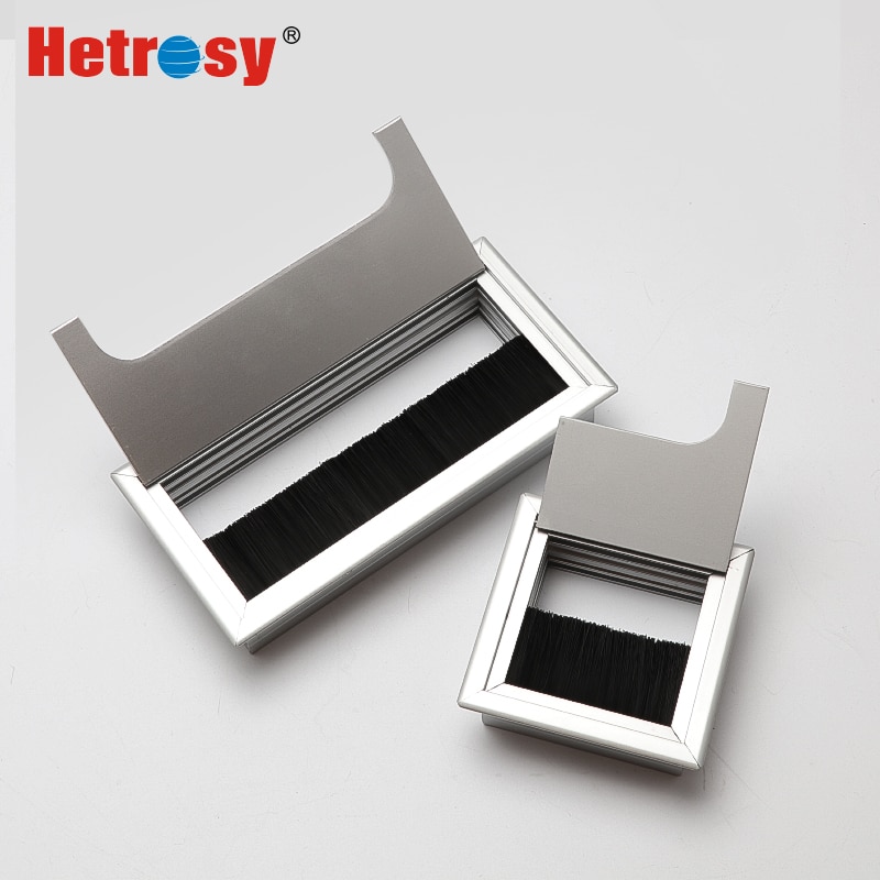 Hetrosy kontor hardware mat sort rektangel ledning kabel gennemføring aluminium firkantet bord skrivebord gennemføring med flere størrelser