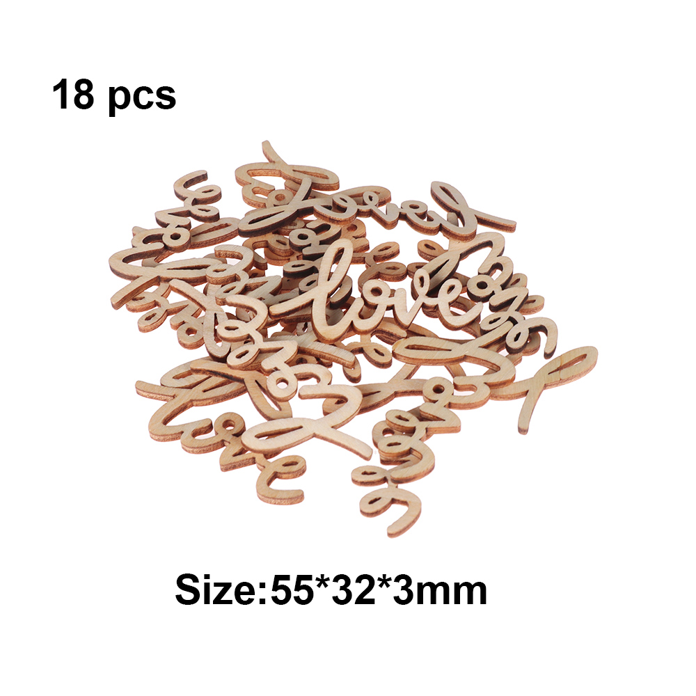 18Pcs 55mm Valentijnsdag Rustieke Houten Liefde Letters Shabby Chic Craft Scrapbook Confetti Wedding Anniversary Tafel Decoratie