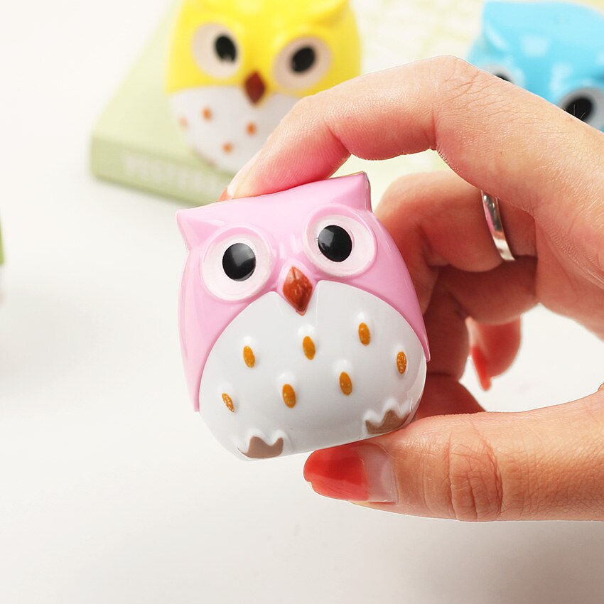 Mini Kawaii-sacapuntas con forma de búho, material escolar de papelería para estudiantes, 1 unidad