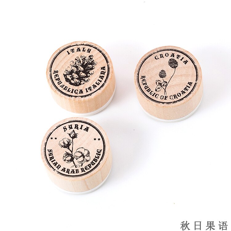 Retro Postmark Series Plant decoration stamp wooden rubber stamps for scrapbooking stationery DIY craft standard stamp: 2