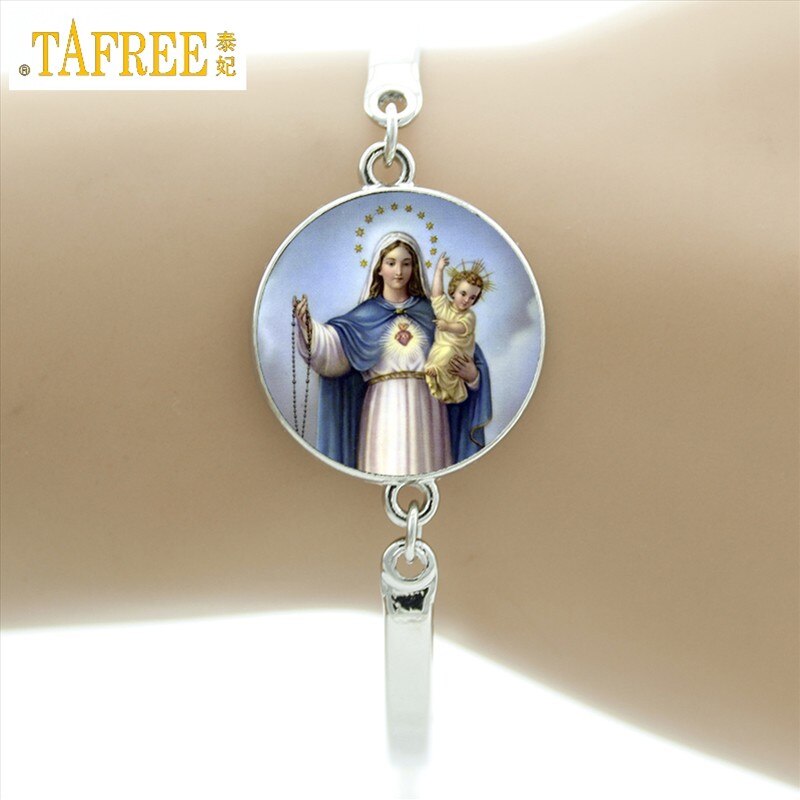 TAFREE marca nostra signora di glas bracciale vergine madre maria religiosa cattolica cupola di vetro braccialetto madonna gioielli con ciondoli D1010: VM22