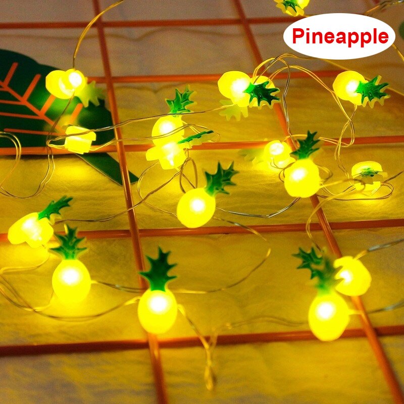 2M 20 LED String Light Cartoon Flamingo Cactus Heart Star Shape String Fairy Lights for Home Bedroom Party Decorations: Pineapple