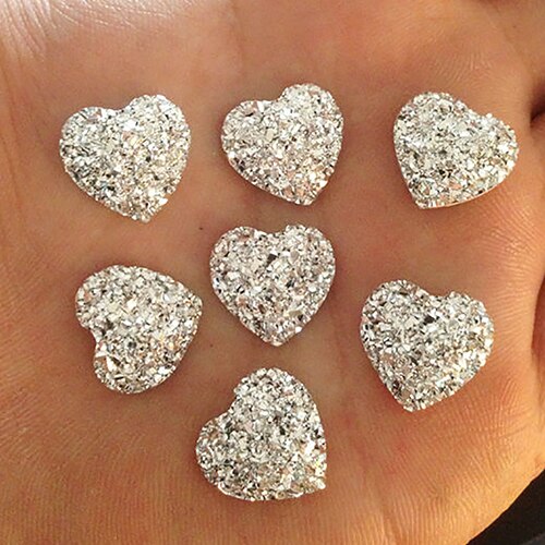 Diamantes de imitación de resina en forma de corazón para manualidades, diamantes de imitación en forma de corazón blanco y 20 piezas, para teléfono, boda, manualidades