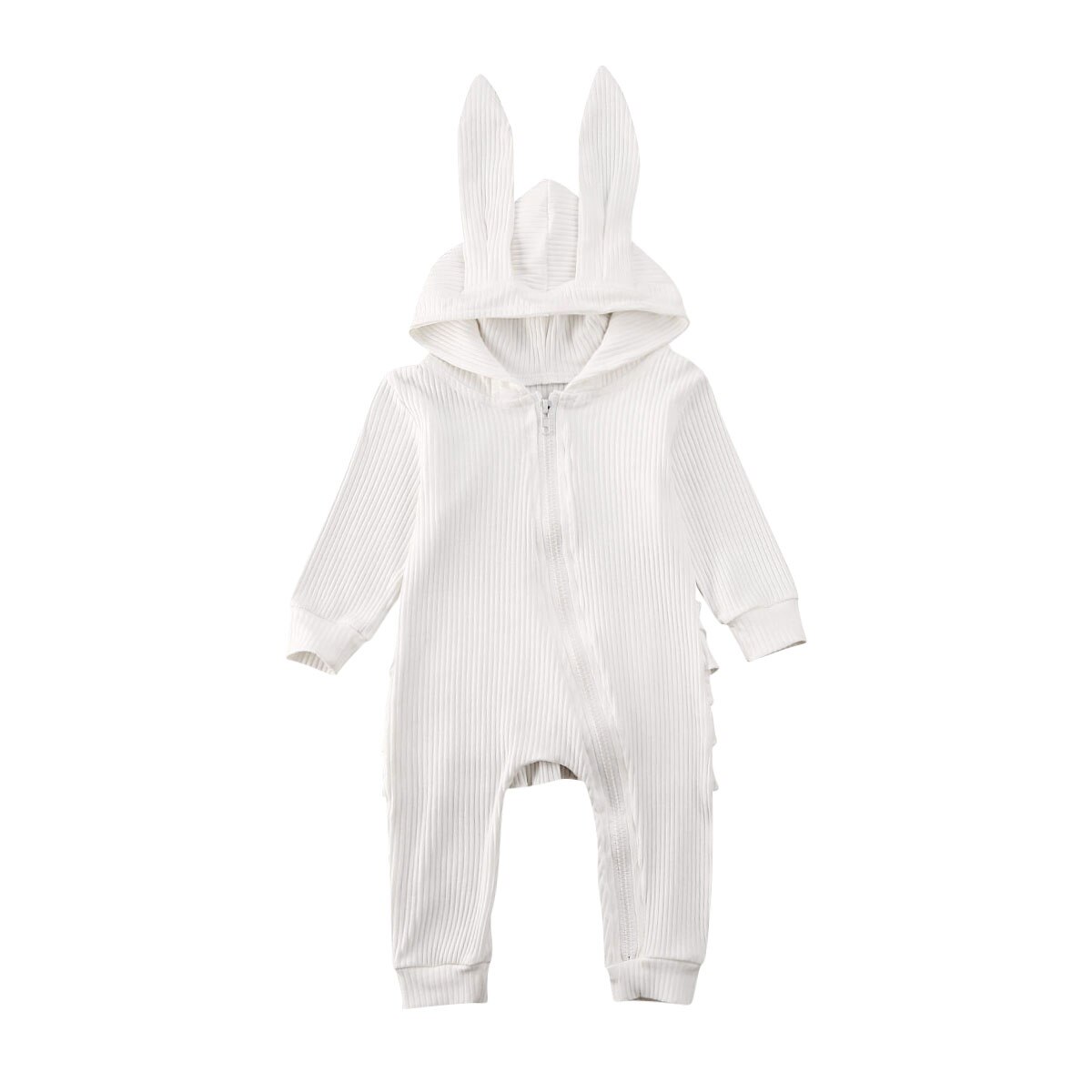 Baby Lente Herfst Kleding Baby Baby Meisje Jongen Lange Mouw Gebreide Ruches Romper Konijn Oren Jumpsuit Pasen Overall Kleding: WHITE / 6m