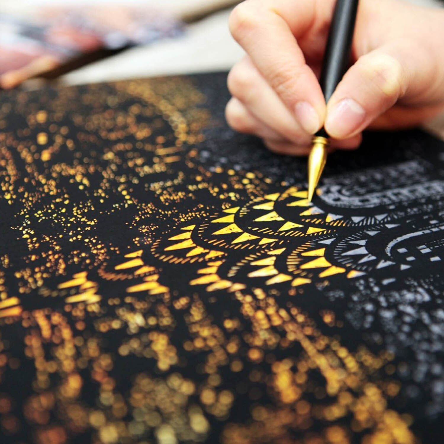 15PCS Scraping Painting Art Tools Set with Bamboo Sticks Scraper Repair Pen Brush Storage Bag for Kids Birthday Christmas